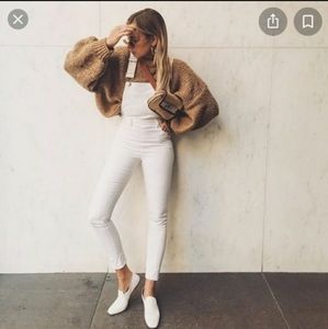 We Wore What White Denim High Rise Skinny Overalls